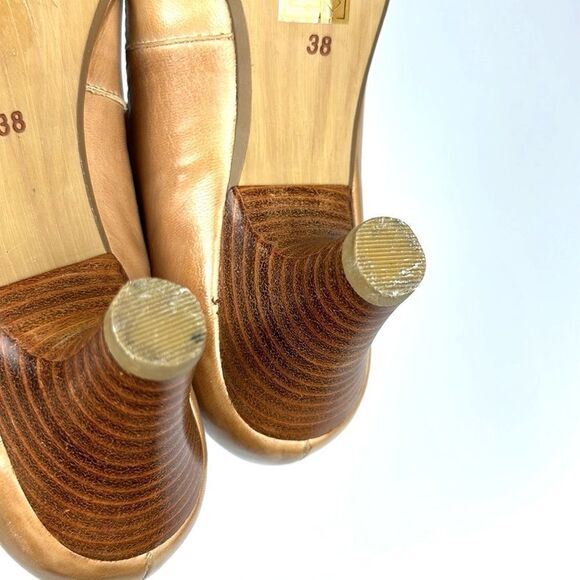 Everybody by EZ Moda Leather Tan with Lavender Accents Pumps Heels 38 US 7,5 - Picture 15 of 16